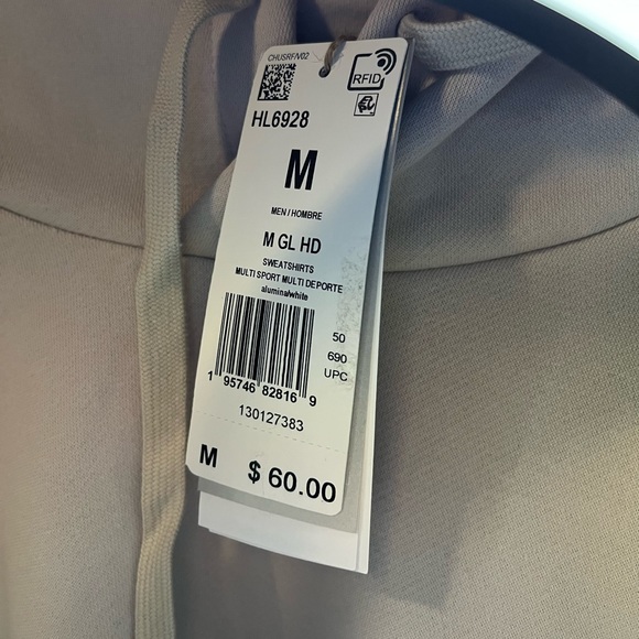 NWT ADIDAS MEN’S Beige Hoodie - Picture 3 of 4